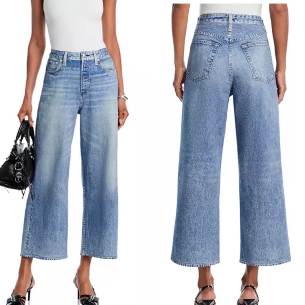 Rag & Bone Miramar Andi High-Rise Cropped Wide Leg Sweatpant Jeans Size 25